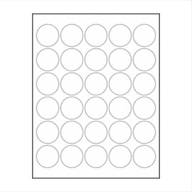 1.5" matte white circle labels with permanent adhesive, 10 sheets (300 labels)