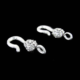 26mm x 7mm pewter flower hook / end for clasps, 2 pcs.
