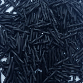12 x 2mm matte black twisted glass bugle beads, Miyuki TW401F, 25gm, ~420 beads