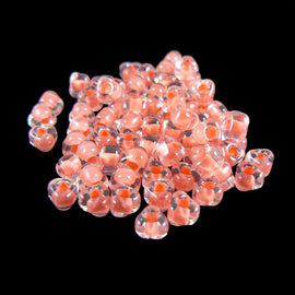 4mm clear color lined salmon triangle glass beads, Miyuki TR1122 20gm ~250 beads