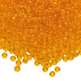 Size 8/0 transparent orange Dyna-Mites glass seed beads, 100gm, ~3,000 beads