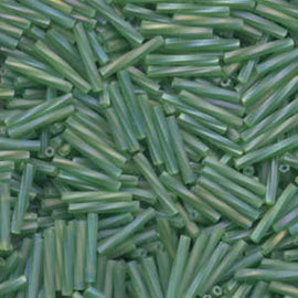 12mm frost AB true green twisted glass bugle beads, Miyuki 179F, 25gm ~420 beads