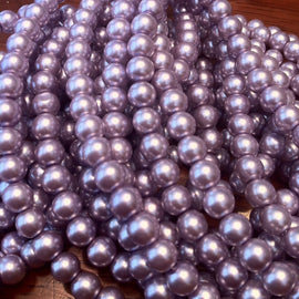 6mm luster lavender glass pearls, 7" strand (approx. 30 beads)