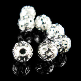 6mm open weave cut out, round silver plated brass beads, 25 pcs. Spacer | round silver plated beads | 6mm round metal beads