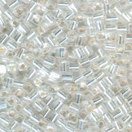 4mm silver lined clear square beads, Miyuki # SB1, 20gm, ~214 beads. Winter | snow | pure | wedding | true white | school color