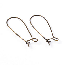 33 x 14mm antiqued bronze kidney earwires, 100pcs (50 pair). Longer earwire | fancy earwire | dangle | drop | bridal | wedding | prom