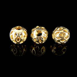 6mm open weave cut out, round gold plated brass beads, 25 pcs. Spacer | round gold plated beads | 6mm round metal beads