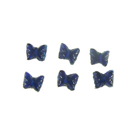 9mm x 8mm transparent cobalt blue pressed glass butterfly shaped beads, 50 pcs.