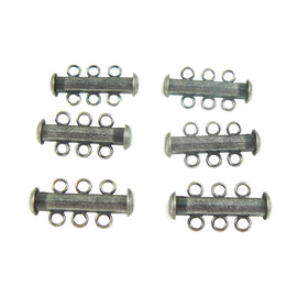 21 x 12 mm antiqued silver three strand clasps, 6 clasps