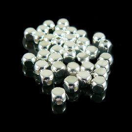Silver Plated Metal Beads: Rounded Cube, 5mm (72 Pieces)
