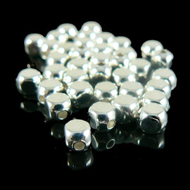 Silver Plated Metal Beads: Rounded Cube, 5mm (72 Pieces)