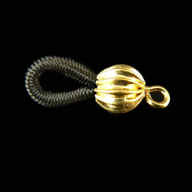 Eyeglasses ends: black with 7 mm corrugated gold plated ball, 20 mm long x 7 mm wide, 24 pcs. Make beaded, chain, or cord eyeglasses holders