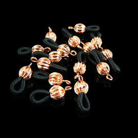 Bulk Eyeglass Ends: Black Elastic with Copper Corrugated Bead, 144 pcs