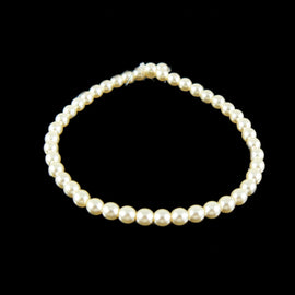 Glass pearl beads: 4 mm luster ivory, 7" strand, ~44 beads