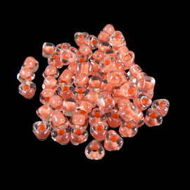 Miyuki #5 Triangle Seed Beads: Clear Salmon Lined Glass Beads TR1122, 4mm, 22g tube