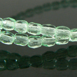 Light Peridot Czech Glass Beads: 3mm Faceted Round, 7
