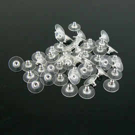 Silver Plated Comfort Earring Backs: 100 pcs