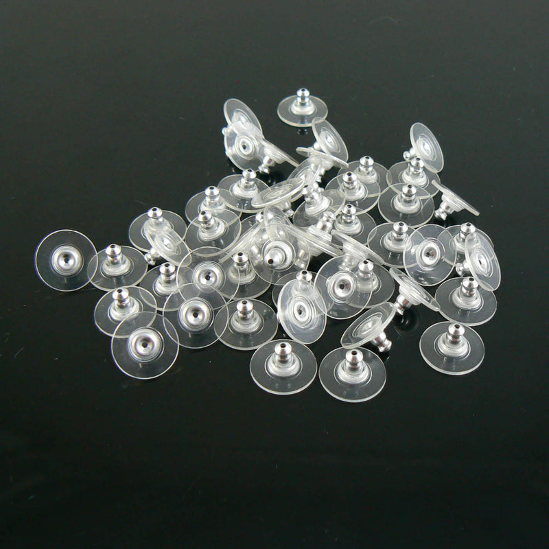 Silver Plated Comfort Earring Backs: 100 pcs