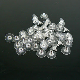 Silver Plated Comfort Earring Backs: 100 pcs