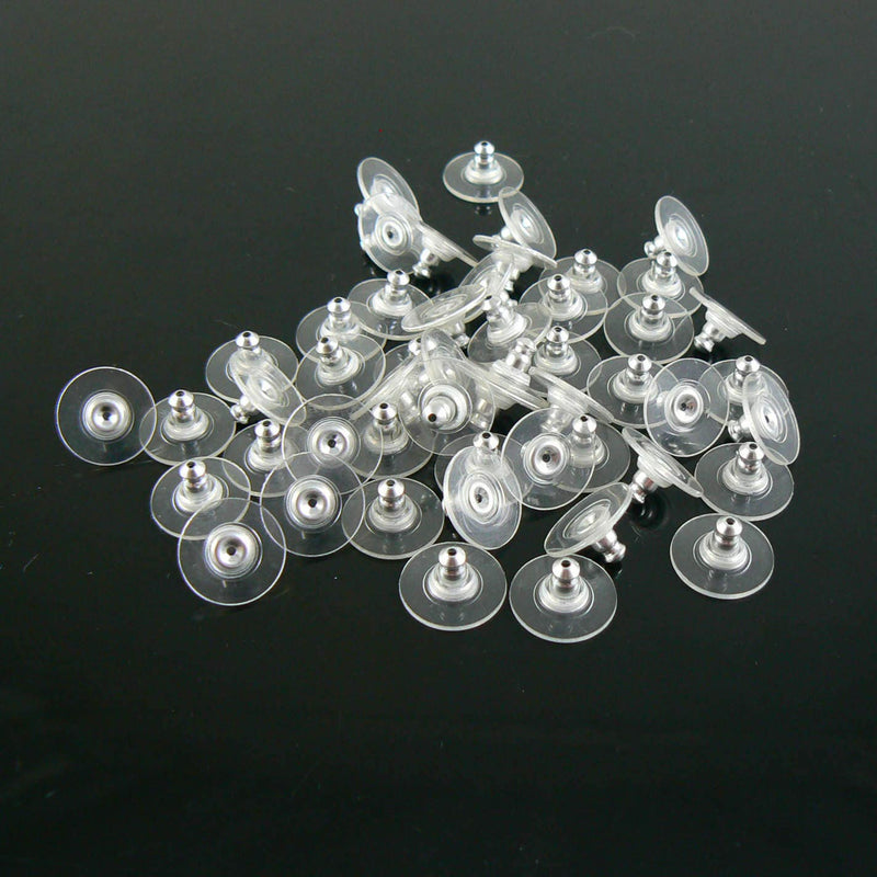 Silver Plated Comfort Earring Backs: 100 pcs