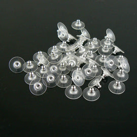 Silver Plated Comfort Earring Backs: 100 pcs