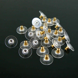 Comfort ear clutch/ earring backs: gold plated, 11.5 mm L x 6 mm D, 100 pcs (50 pair). For heavy or large earrings, holds earrings upright.