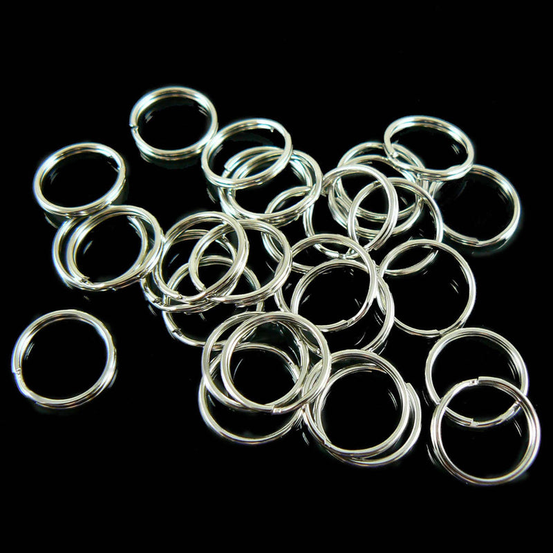 Split rings: 12 mm (~.5") round, nickel plated silver, 500 pcs. BULK key rings