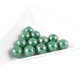 Luster Green Czech Glass Druk Beads: 8mm Opaque Pearl Finish, 7" strand