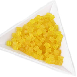 Miyuki square glass seed beads: SB136F, 4 mm transparent frosted yellow 20 g, ~208 beads