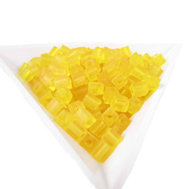 Miyuki square glass seed beads: SB136F, 4 mm transparent frosted yellow 20 g, ~208 beads