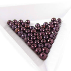 Purple Luster Czech Glass Pearl Beads: 4mm Druk, 8" Strand