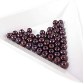 Purple Luster Czech Glass Pearl Beads: 4mm Druk, 8" Strand
