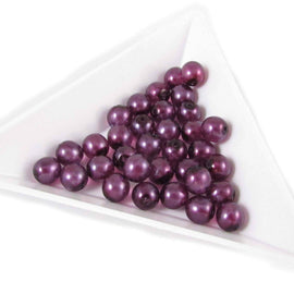6mm Purple Pearlized Czech Glass Beads: 8" Strand
