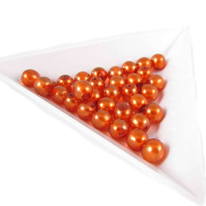 Luster Copper Czech Glass Pearl Beads: 6mm, 8" Strand