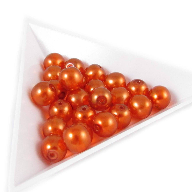 Luster Copper Glass Pearl Beads: Czech Druk, 8mm (25 beads)