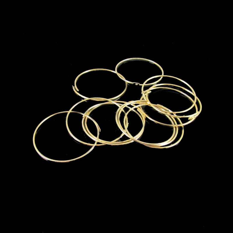1" (25.4 mm) Gold Plated Brass Hoop Earring Components: DIY Charm Hoops (12 pcs)