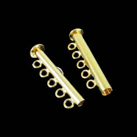 Gold Plated 5-Strand Clasp: 31x10mm, Jewelry Making Supplies, (4 Clasps)