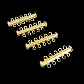 Gold Plated 5-Strand Clasp: 31x10mm, Jewelry Making Supplies, (4 Clasps)