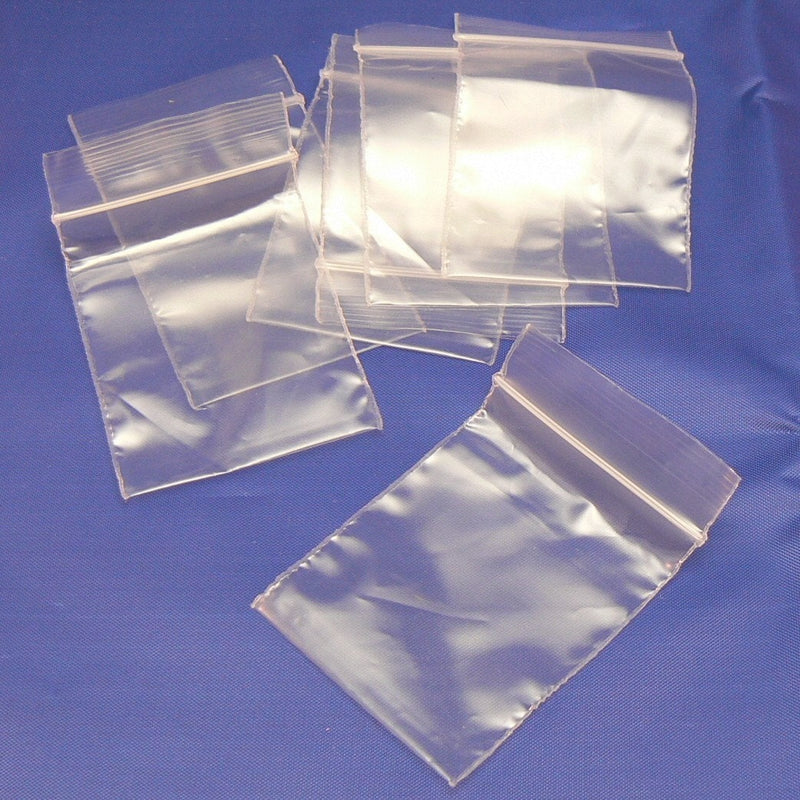 Clear Zip Top Storage Bags: 1.5" x 2", 2 Mil Polyethylene, 100 Pieces