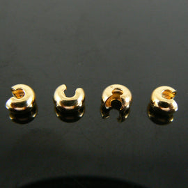 Gold Plated Crimp Covers: 4mm Jewelry Findings (36 or 144 pcs)