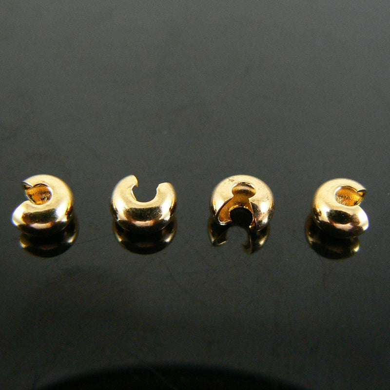 Gold Plated Crimp Covers: 4mm Jewelry Findings (36 or 144 pcs)