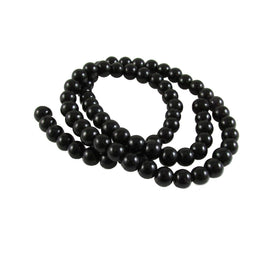 Shiny Black Glass Beads: 6mm Round Druk (15-16 inch Strand)