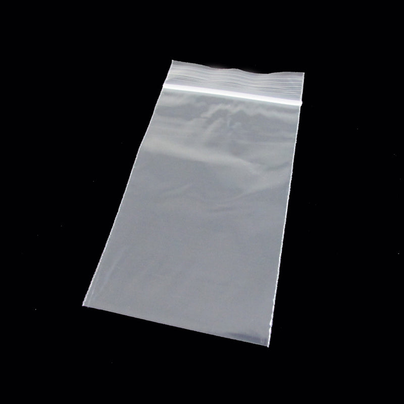 Reclosable zip top storage bags: 3" W x 5" L, clear polyethylene, 2 mil thick, 100 bags