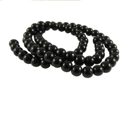 Shiny Black Glass Beads: 6mm Round Druk (15-16 inch Strand)