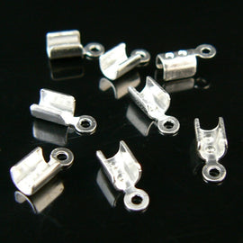 Silver Plated Fold Over Crimp Ends: 2.7mm, Jewelry Making (144 Pcs)