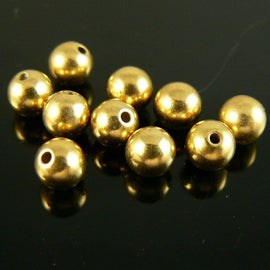 Gold Plated Memory Wire Ends: 5mm Round, Half-Drilled Metal Beads (48 pcs)