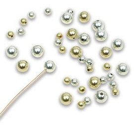Silver Plated Memory Wire Ends: 5mm Round Half-Drilled Metal Beads, 48 pcs