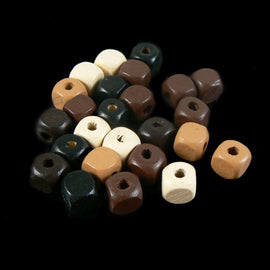 Painted Wood Cube Beads: Earth Tone Jewelry Supplies, 10mm (~250 beads)
