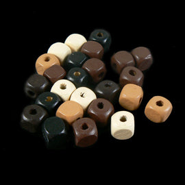 Painted Wood Cube Beads: Earth Tone Jewelry Supplies, 10mm (~250 beads)