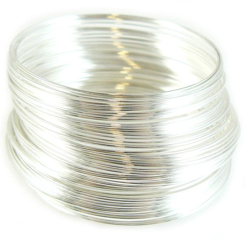 2" diameter silver plated stainless steel bracelet memory wire, 1 oz. ~80 loops